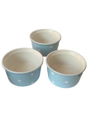 Spode Baking Days Light Blue Polka Dot Ramekins Set Of 3